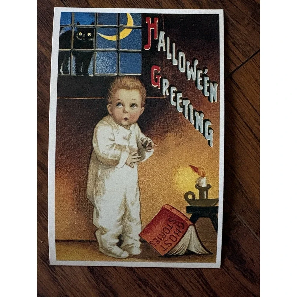 Lot Of 4 Vtg Lillian Vernon Reproduction Halloween Greeting Cards 1980's Cat